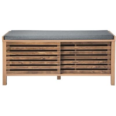 Calicosy – Banc à Chaussures 2 Portes Coulissantes à Lames Ajourées – Coussin Tissu Gris Lin – Pieds Bois & Décor Bois – Collection Liam – Entrée, Chambre – L 112 x P 43,5 x H 51 cm - Publicité Calicosy – Banc à Chaussures 2 Portes Coulissantes à Lames Ajourées – Coussin Tissu Gris Lin – Pieds Bois & Décor Bois – Collection Liam – Entrée, Chambre – L 112 x P 43,5 x H 51 cm - Publicité