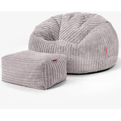 Lounge Pug Pouf Poire Classique pour Adulte en Velours Côtelé avec Repose-Pieds Confortable, Facilement Transportable Gris Argent - Publicité Lounge Pug Pouf Poire Classique pour Adulte en Velours Côtelé avec Repose-Pieds Confortable, Facilement Transportable Gris Argent - Publicité