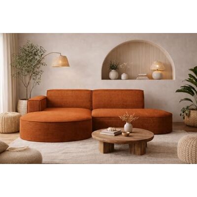 Kaiser Canapé d'angle en L avec Coin Salon, Canapé 3 Places Moderne, Sofa rembourré, Canapé Confortable avec Pouf pour Salon, Tissu Poso en Velours côtelé, Modena Studio, en Brique, Gauche - Publicité Kaiser Canapé d'angle en L avec Coin Salon, Canapé 3 Places Moderne, Sofa rembourré, Canapé Confortable avec Pouf pour Salon, Tissu Poso en Velours côtelé, Modena Studio, en Brique, Gauche - Publicité
