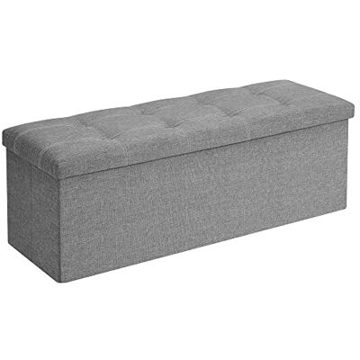 SONGMICS Banc de Rangement, Pouf Pliable, 38 x 110 x 38 cm, Bout de Lit, Repose-Pieds, Coffre de Rangement, Charge jusqu'à 300 kg, pour Salon, Chambre, Entrée, Gris Clair LSF077G05 - Publicité SONGMICS Banc de Rangement, Pouf Pliable, 38 x 110 x 38 cm, Bout de Lit, Repose-Pieds, Coffre de Rangement, Charge jusqu'à 300 kg, pour Salon, Chambre, Entrée, Gris Clair LSF077G05 - Publicité