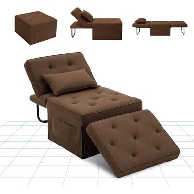 FLEXISPOT Fauteuil Convertible, 4 en 1, avec Fonction lit, lit d'appoint, avec Dossier réglable, Convient pour Salon, Chambre à Coucher, Balcon, Charge maximale de 300 kg, Kaki - Publicité FLEXISPOT Fauteuil Convertible, 4 en 1, avec Fonction lit, lit d'appoint, avec Dossier réglable, Convient pour Salon, Chambre à Coucher, Balcon, Charge maximale de 300 kg, Kaki - Publicité