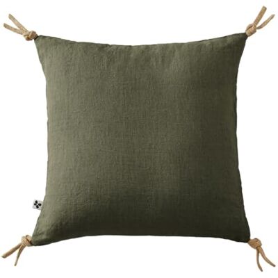 Meubletmoi Coussin Carré 45 x 45 cm en Lin Lavé Vert Housse Déhoussable avec 4 Nouettes en Jute Luisa - Publicité Meubletmoi Coussin Carré 45 x 45 cm en Lin Lavé Vert Housse Déhoussable avec 4 Nouettes en Jute Luisa - Publicité