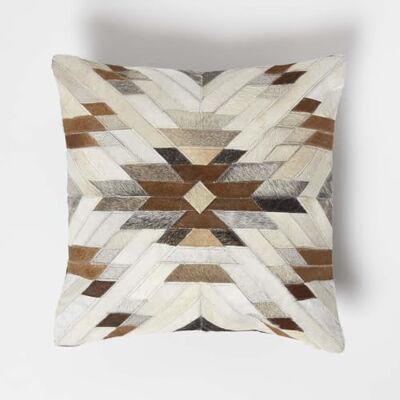 HOMESCAPES Coussin en Peau véritable à Motif géométrique, Coussin carré 45x45 cm - Publicité HOMESCAPES Coussin en Peau véritable à Motif géométrique, Coussin carré 45x45 cm - Publicité