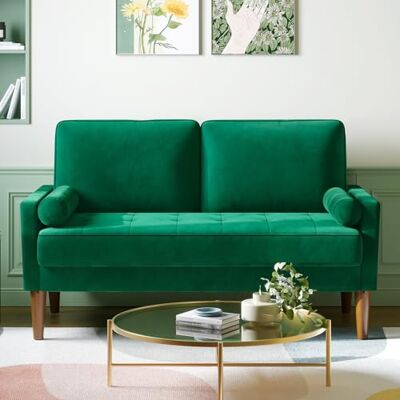 Vesgantti Petit Canapé 2 Places Vert, Canapé en Velours 121cm avec Coussin à Ressorts, Mini Chambre avec Accoudoirs, Causeuse de Salon Moderne, Causeuse Fixe 2 Places, Vert Causeuse - Publicité Vesgantti Petit Canapé 2 Places Vert, Canapé en Velours 121cm avec Coussin à Ressorts, Mini Chambre avec Accoudoirs, Causeuse de Salon Moderne, Causeuse Fixe 2 Places, Vert Causeuse - Publicité
