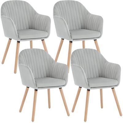 WOLTU Lot de 4 Chaises de Salle à Manger, Fauteuil en Velours, Rembourrée, avec Accoudoirs, Pieds en Bois Massif, pour Cuisine Salon Chambre, Gris Clair. Publicité WOLTU Lot de 4 Chaises de Salle à Manger, Fauteuil en Velours, Rembourrée, avec Accoudoirs, Pieds en Bois Massif, pour Cuisine Salon Chambre, Gris Clair. Publicité