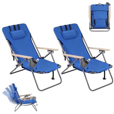 WOLTU Chaises Camping Pliante Lot de 2, Chaise Longue, Portable, Léger, avec Dossier Inclinable, Appui-tête Amovible, Tissu Oxford, Bleu - Publicité WOLTU Chaises Camping Pliante Lot de 2, Chaise Longue, Portable, Léger, avec Dossier Inclinable, Appui-tête Amovible, Tissu Oxford, Bleu - Publicité