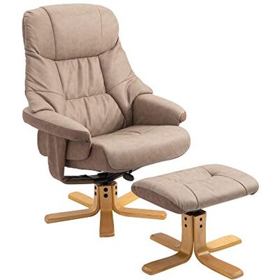 HOMCOM Fauteuil Relax 135° avec Repose-Pieds pivotant à 360° revêtement en Microfibre Pieds en Bois Massif Assise épaisse rembourrée Marron - Publicité HOMCOM Fauteuil Relax 135° avec Repose-Pieds pivotant à 360° revêtement en Microfibre Pieds en Bois Massif Assise épaisse rembourrée Marron - Publicité