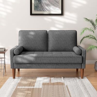 Vesgantti Canapé 2 Places Gris Foncé, Lin 121cm, Coussins à Ressorts, Accoudoirs, Salon Moderne - Publicité Vesgantti Canapé 2 Places Gris Foncé, Lin 121cm, Coussins à Ressorts, Accoudoirs, Salon Moderne - Publicité