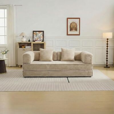 GEDTECH ARMANA 3 Places Convertible Lila en Velours côtelé Beige, modulable, Confortable, Structure en métal Convertible, Multifonctionnel, livré compressé, Moderne et Personnalisable - Publicité GEDTECH ARMANA 3 Places Convertible Lila en Velours côtelé Beige, modulable, Confortable, Structure en métal Convertible, Multifonctionnel, livré compressé, Moderne et Personnalisable - Publicité