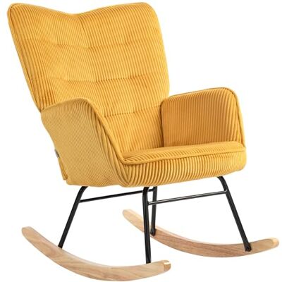 HOMCOM Fauteuil à Bascule, Fauteuil à Bascule avec Aspect Corde, accoudoirs, Fauteuil rembourré avec Patins en Bois, Fauteuil de Relaxation pour Salon, Chambre à Coucher, supporte jusqu'à 120 kg, - Publicité HOMCOM Fauteuil à Bascule, Fauteuil à Bascule avec Aspect Corde, accoudoirs, Fauteuil rembourré avec Patins en Bois, Fauteuil de Relaxation pour Salon, Chambre à Coucher, supporte jusqu'à 120 kg, - Publicité