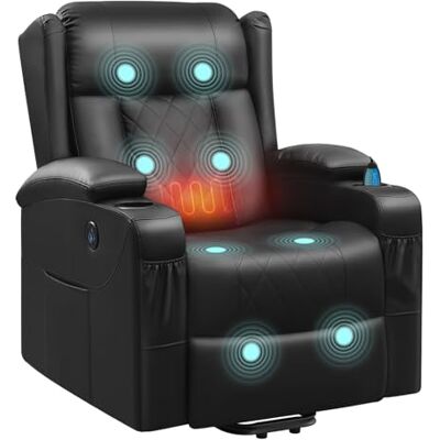 WOLTU Fauteuil Relax Électrique, Fauteuil Massant, Aide à la Verticalisation, Massage, Chauffage, Repose-Pieds, Poches, Porte-gobelet, Port USB, PU, Noir, SKS62sz - Publicité WOLTU Fauteuil Relax Électrique, Fauteuil Massant, Aide à la Verticalisation, Massage, Chauffage, Repose-Pieds, Poches, Porte-gobelet, Port USB, PU, Noir, SKS62sz - Publicité