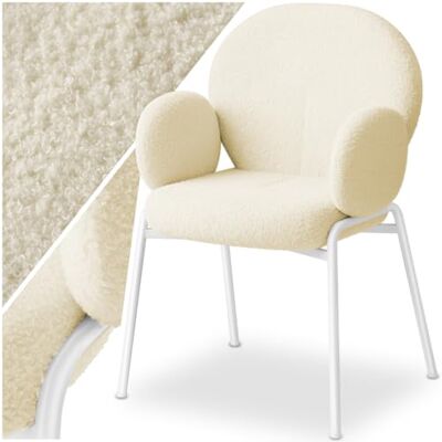 tectake ® Chaise de Salle à Manger Fauteuil Relax Confortable en Tissu Bouclette Fauteuil Scandinave Moelleux avec Accoudoirs pour Salon, Chambre, Coiffeuse, Allaitement, Chaise de Bureau - Publicité tectake ® Chaise de Salle à Manger Fauteuil Relax Confortable en Tissu Bouclette Fauteuil Scandinave Moelleux avec Accoudoirs pour Salon, Chambre, Coiffeuse, Allaitement, Chaise de Bureau - Publicité