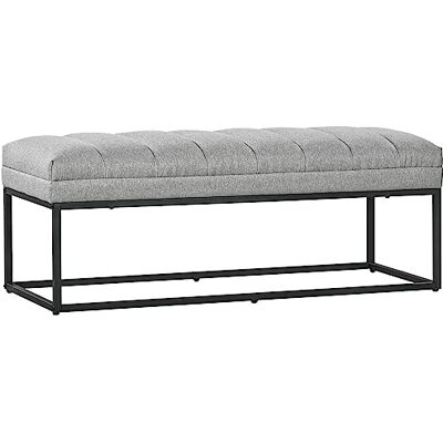 HOMCOM Banc Banquette Moderne Bout de lit rembourré en Tissu Aspect Lin et Structure en Acier Noir, idéal pour entrée, Salon, Chambre, Charge 200 Kg, 120 x 44 x 45,5 cm, Gris - Publicité HOMCOM Banc Banquette Moderne Bout de lit rembourré en Tissu Aspect Lin et Structure en Acier Noir, idéal pour entrée, Salon, Chambre, Charge 200 Kg, 120 x 44 x 45,5 cm, Gris - Publicité