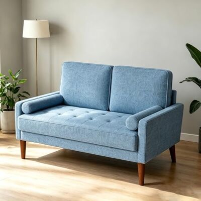 Vesgantti Canapé 2 Places 121 cm, Petit Canapé Compact en Tissu Effet Lin, Loveseat Moderne avec Accoudoirs, Assise à Ressorts, Canapé Salon Chambre Studio, Blue - Publicité Vesgantti Canapé 2 Places 121 cm, Petit Canapé Compact en Tissu Effet Lin, Loveseat Moderne avec Accoudoirs, Assise à Ressorts, Canapé Salon Chambre Studio, Blue - Publicité