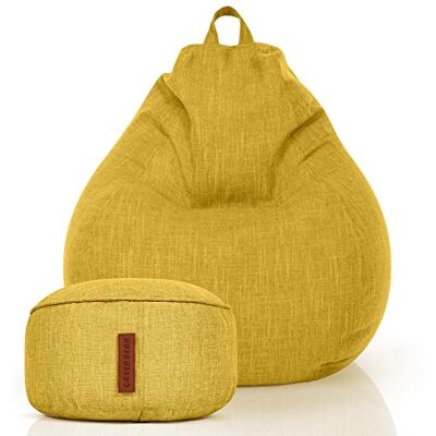 Green Bean © Set de 2 Pouf d'Intérieur + Tabouret avec Remplissage de Perles EPS Repose-Pieds Coussin de Pieds Sol Repos Siège Lounge Chair Chaise Fauteuil Relaxation Bean Bag Jaune - Publicité Green Bean © Set de 2 Pouf d'Intérieur + Tabouret avec Remplissage de Perles EPS Repose-Pieds Coussin de Pieds Sol Repos Siège Lounge Chair Chaise Fauteuil Relaxation Bean Bag Jaune - Publicité