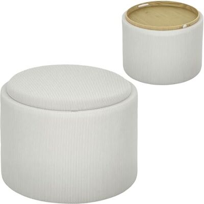 HOMCOM Pouf avec Espace de Rangement Tabouret avec Couvercle, Tabouret de Pied Rond Tabouret rembourré Table Basse Aspect Velours côtelé 56 x 56 x 42 cm Blanc crème - Publicité HOMCOM Pouf avec Espace de Rangement Tabouret avec Couvercle, Tabouret de Pied Rond Tabouret rembourré Table Basse Aspect Velours côtelé 56 x 56 x 42 cm Blanc crème - Publicité