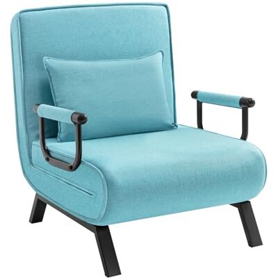 WOLTU Canapé-Lit 3 en 1, Fauteuil Convertible avec Dossier Réglable en 5 Positions, Chaise Longue avec Coussin Amovible et Assise Rembourrée, 80x74x82 cm, Bleu - Publicité WOLTU Canapé-Lit 3 en 1, Fauteuil Convertible avec Dossier Réglable en 5 Positions, Chaise Longue avec Coussin Amovible et Assise Rembourrée, 80x74x82 cm, Bleu - Publicité