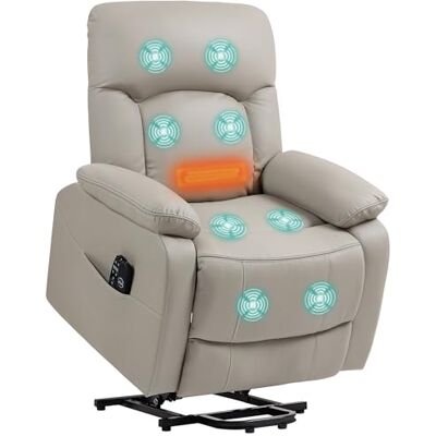 HOMCOM Fauteuil releveur électrique avec Fonction Massage et Chauffage, Fauteuil Relax électrique, Dossier inclinable, Ports USB, télécommande, Coussin à Ressorts, Repose-Pied et Poche latérale, Gris - Publicité HOMCOM Fauteuil releveur électrique avec Fonction Massage et Chauffage, Fauteuil Relax électrique, Dossier inclinable, Ports USB, télécommande, Coussin à Ressorts, Repose-Pied et Poche latérale, Gris - Publicité