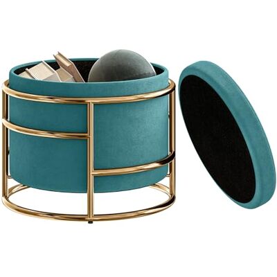 HOMCOM Pouf de Rangement Rond en Velours, Pouf avec Compartiment 24L et Couvercle Amovible, pour Chambre et Salon, Ø42x39 cm, Vert - Publicité HOMCOM Pouf de Rangement Rond en Velours, Pouf avec Compartiment 24L et Couvercle Amovible, pour Chambre et Salon, Ø42x39 cm, Vert - Publicité