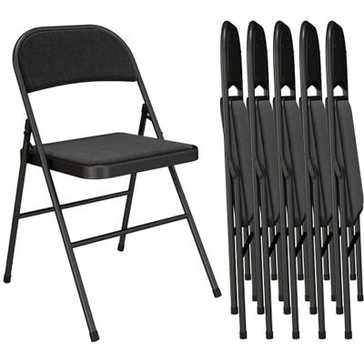 HOMCOM Chaises Pliantes chaises de Salle à Manger Portables Chaise Pliable d'intérieur avec Coussin en Lin et Cadre en Acier 45 x 46 x 78 cm (6, Noir) - Publicité HOMCOM Chaises Pliantes chaises de Salle à Manger Portables Chaise Pliable d'intérieur avec Coussin en Lin et Cadre en Acier 45 x 46 x 78 cm (6, Noir) - Publicité