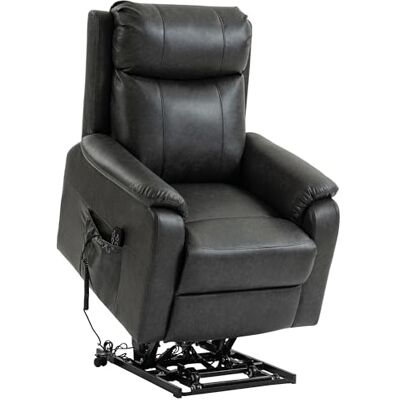 HOMCOM Fauteuil Relax Electrique avec Aide Debout, Fonction Allongée Zero-Gravity, Double Moteur, Fauteuil TV avec Télécommande, Roues et Poche Latérale, Similicuir, Noir - Publicité HOMCOM Fauteuil Relax Electrique avec Aide Debout, Fonction Allongée Zero-Gravity, Double Moteur, Fauteuil TV avec Télécommande, Roues et Poche Latérale, Similicuir, Noir - Publicité