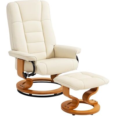 HOMCOM Fauteuil de Relaxation inclinable avec Repose-Pied Fauteuil Relax de Salon pivotant, Cadre en Bois revêtement synthétique 76 x 85 x 104 cm crème - Publicité HOMCOM Fauteuil de Relaxation inclinable avec Repose-Pied Fauteuil Relax de Salon pivotant, Cadre en Bois revêtement synthétique 76 x 85 x 104 cm crème - Publicité