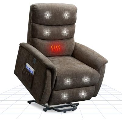 FLEXISPOT Fauteuil Releveur Électrique avec Fonction de Massage et Chauffant, Fauteuil de Relaxation avec Aide au Redressement et USB, Dossier Inclinable Couchage de 110° À 140° (Marron) - Publicité FLEXISPOT Fauteuil Releveur Électrique avec Fonction de Massage et Chauffant, Fauteuil de Relaxation avec Aide au Redressement et USB, Dossier Inclinable Couchage de 110° À 140° (Marron) - Publicité