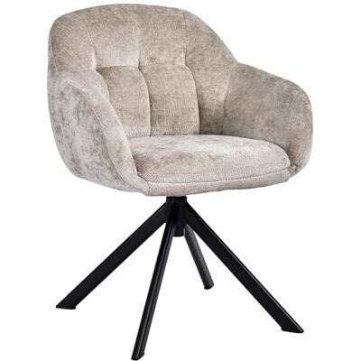 DUHOME Fauteuil Lounge avec Accoudoirs Fauteuil de Coiffeuse en Tissu Chenille Chaise de Salle à Manger Siège Pivotant à 360°, Kaki - Publicité DUHOME Fauteuil Lounge avec Accoudoirs Fauteuil de Coiffeuse en Tissu Chenille Chaise de Salle à Manger Siège Pivotant à 360°, Kaki - Publicité