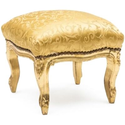 arterameferro Pouf repose-pieds en bois et tissu de satin or carré, pour cérémonie de mariage - Publicité arterameferro Pouf repose-pieds en bois et tissu de satin or carré, pour cérémonie de mariage - Publicité