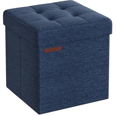 SONGMICS Banc de Rangement Pliable de 38 cm, Coffre de Rangement, Tabouret Repose-Pieds, Pouf de Chambre, Bleu Minuit LSF027Q02 - Publicité SONGMICS Banc de Rangement Pliable de 38 cm, Coffre de Rangement, Tabouret Repose-Pieds, Pouf de Chambre, Bleu Minuit LSF027Q02 - Publicité