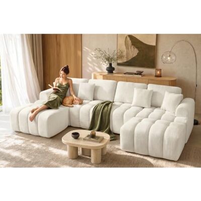 VASAGLE Canapé Modulable, 6 Places, Canapé-Lit, sans Cadre, Tissu Chenille Canapé, 157 x 306 x 85 cm, pour Salon, blanc, Collection CAMILA LCS168W101-02 - Publicité VASAGLE Canapé Modulable, 6 Places, Canapé-Lit, sans Cadre, Tissu Chenille Canapé, 157 x 306 x 85 cm, pour Salon, blanc, Collection CAMILA LCS168W101-02 - Publicité