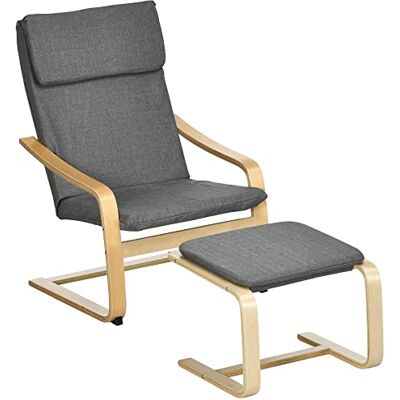HOMCOM Fauteuil de Relaxation avec Tabouret, Aspect Lin, Moderne, rembourré, avec accoudoirs, pour Salon, Chambre à Coucher, Gris - Publicité HOMCOM Fauteuil de Relaxation avec Tabouret, Aspect Lin, Moderne, rembourré, avec accoudoirs, pour Salon, Chambre à Coucher, Gris - Publicité