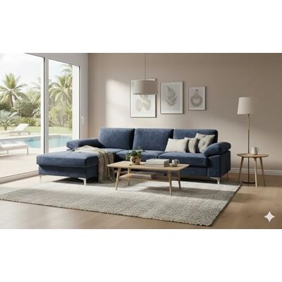 CONCEPT USINE Canapé d'angle en Velours 4-5 Places Design Galway Bleu Largeur 262 cm Angle Gauche Confort Ultra Luxueux Structure Bois Robuste Pieds Métal Style Moderne et Élégant - Publicité CONCEPT USINE Canapé d'angle en Velours 4-5 Places Design Galway Bleu Largeur 262 cm Angle Gauche Confort Ultra Luxueux Structure Bois Robuste Pieds Métal Style Moderne et Élégant - Publicité