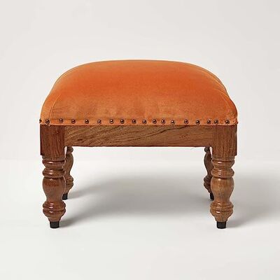HOMESCAPES Repose-Pieds rectangulaire en Velours, Petit Tabouret Bas Orange, Pouf en Bois 50x30x40 cm - Publicité HOMESCAPES Repose-Pieds rectangulaire en Velours, Petit Tabouret Bas Orange, Pouf en Bois 50x30x40 cm - Publicité