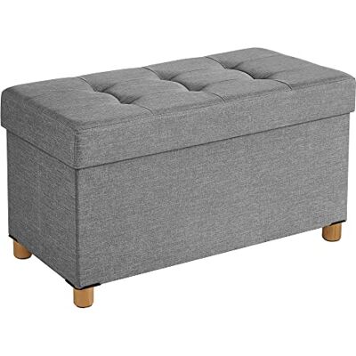 SONGMICS Tabouret de Rangement, Pouf Pliable, Repose-pieds, 38 x 76 x 40 cm, Bout de Lit Cubique avec Rangement, Charge jusqu'à 300 kg, pour Salon, Chambre, Entrée, Gris Tourterelle LSF16GYX - Publicité SONGMICS Tabouret de Rangement, Pouf Pliable, Repose-pieds, 38 x 76 x 40 cm, Bout de Lit Cubique avec Rangement, Charge jusqu'à 300 kg, pour Salon, Chambre, Entrée, Gris Tourterelle LSF16GYX - Publicité