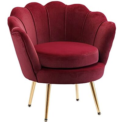 HOMCOM Fauteuil de salon en velours avec pieds en métal doré pour chambre à coucher 76 x 67 x 74 cm Rouge - Publicité HOMCOM Fauteuil de salon en velours avec pieds en métal doré pour chambre à coucher 76 x 67 x 74 cm Rouge - Publicité