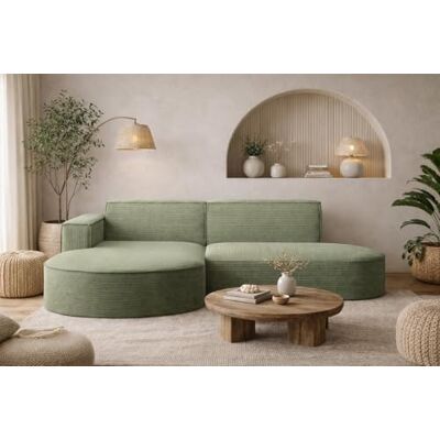 Kaiser Canapé d'angle en L avec Coin Salon, Canapé 3 Places Moderne, Sofa rembourré, Canapé Confortable avec Pouf pour Salon, Tissu Poso en Velours côtelé, Modena Studio, Vert Clair, Gauche - Publicité Kaiser Canapé d'angle en L avec Coin Salon, Canapé 3 Places Moderne, Sofa rembourré, Canapé Confortable avec Pouf pour Salon, Tissu Poso en Velours côtelé, Modena Studio, Vert Clair, Gauche - Publicité