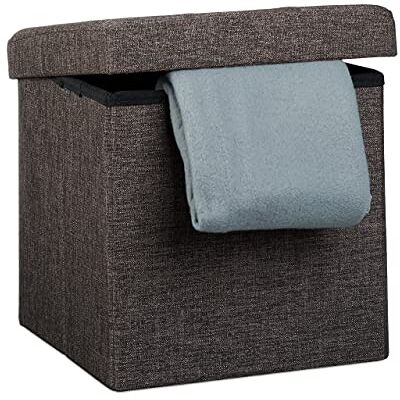 Relaxdays Tabouret pliant en lin pouf de rangement pliable repose-pieds de stockage carré 38 x 38 x 38 cm avec couvercle amovible assise table appoint ottoman coffre chaise banquette, brun - Publicité Relaxdays Tabouret pliant en lin pouf de rangement pliable repose-pieds de stockage carré 38 x 38 x 38 cm avec couvercle amovible assise table appoint ottoman coffre chaise banquette, brun - Publicité