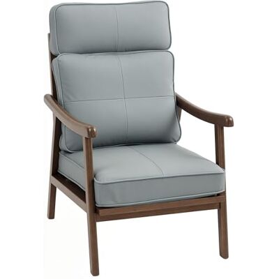 HOMCOM Fauteuil de Salon Fauteuil de Salon en PU avec Structure en Bois Coussins épais et rembourrés Dossier Haut Charge 150 kg Fauteuil de Lecture pour Salon Chambre à Coucher Gris et Bois de Noyer - Publicité HOMCOM Fauteuil de Salon Fauteuil de Salon en PU avec Structure en Bois Coussins épais et rembourrés Dossier Haut Charge 150 kg Fauteuil de Lecture pour Salon Chambre à Coucher Gris et Bois de Noyer - Publicité