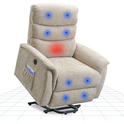 FLEXISPOT Fauteuil Releveur Électrique avec Fonction de Massage et Chauffant, Fauteuil de Relaxation avec Aide au Redressement et USB, Dossier Inclinable Couchage de 110° À 140° (Beige) - Publicité FLEXISPOT Fauteuil Releveur Électrique avec Fonction de Massage et Chauffant, Fauteuil de Relaxation avec Aide au Redressement et USB, Dossier Inclinable Couchage de 110° À 140° (Beige) - Publicité