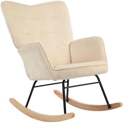 HOMCOM Fauteuil à Bascule, Fauteuil à Bascule avec Aspect Corde, accoudoirs, Fauteuil avec Patins en Bois, Fauteuil de Relaxation pour Salon, Chambre à Coucher, Beige - Publicité HOMCOM Fauteuil à Bascule, Fauteuil à Bascule avec Aspect Corde, accoudoirs, Fauteuil avec Patins en Bois, Fauteuil de Relaxation pour Salon, Chambre à Coucher, Beige - Publicité