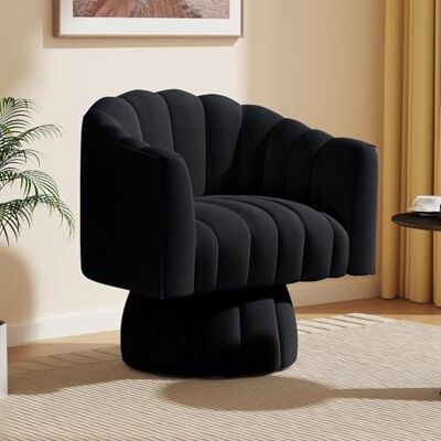SEYNAR Mid Century Fauteuil rond pivotant à 360 ° avec large rembourrage en velours moelleux pour salon, chambre à coucher, bureau, salle d'attente (noir) - Publicité SEYNAR Mid Century Fauteuil rond pivotant à 360 ° avec large rembourrage en velours moelleux pour salon, chambre à coucher, bureau, salle d'attente (noir) - Publicité