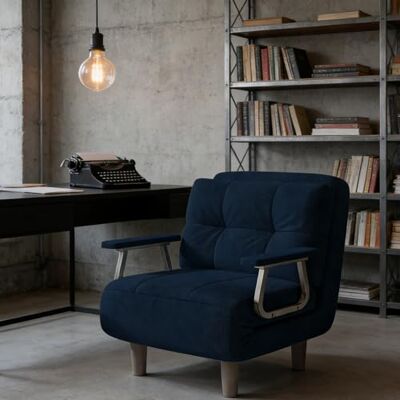 Fabulcozy Fauteuil Convertible 1 Place Canapé Chauffeuse Lit 4 en 1, Canapé-lit Convertible Dossier Réglable 5 Positions avec Coussin 60x58x77cm(Bleu) - Publicité Fabulcozy Fauteuil Convertible 1 Place Canapé Chauffeuse Lit 4 en 1, Canapé-lit Convertible Dossier Réglable 5 Positions avec Coussin 60x58x77cm(Bleu) - Publicité