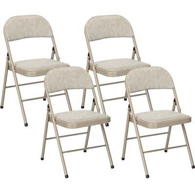 HOMCOM Lot de 4 chaises Pliantes chaises de Salle à Manger Portables Chaise Pliable d'intérieur avec Coussin en Lin et Cadre en Acier 45 x 46 x 78 cm Beige - Publicité HOMCOM Lot de 4 chaises Pliantes chaises de Salle à Manger Portables Chaise Pliable d'intérieur avec Coussin en Lin et Cadre en Acier 45 x 46 x 78 cm Beige - Publicité