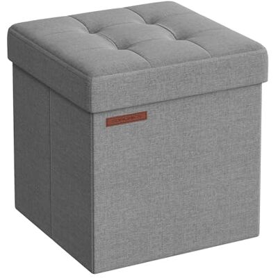 SONGMICS Mazie Collection Tabouret de Rangement, Repose-Pieds Pliable de 38 cm, Petit Pouf, Montage Facile, pour Salon, Chambre, Entrée, Gris Clair LSF027G12 - Publicité SONGMICS Mazie Collection Tabouret de Rangement, Repose-Pieds Pliable de 38 cm, Petit Pouf, Montage Facile, pour Salon, Chambre, Entrée, Gris Clair LSF027G12 - Publicité
