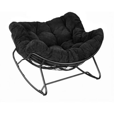 WOLTU Chaise à Bascule Surdimensionnée en Forme d'Œuf sur Pieds Courbes, Fauteuil Relax Basculant avec Structure en Métal et Coussin en Chenille, pour Salon, Balcon, Charge 150 kg, Noir - Publicité WOLTU Chaise à Bascule Surdimensionnée en Forme d'Œuf sur Pieds Courbes, Fauteuil Relax Basculant avec Structure en Métal et Coussin en Chenille, pour Salon, Balcon, Charge 150 kg, Noir - Publicité