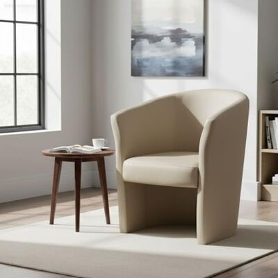 Dmora Fauteuil Abrera, Fauteuil de Salon, Siège rembourré, Chaise avec accoudoirs en Simili Cuir, 64x63h76 cm, Beige - Publicité Dmora Fauteuil Abrera, Fauteuil de Salon, Siège rembourré, Chaise avec accoudoirs en Simili Cuir, 64x63h76 cm, Beige - Publicité