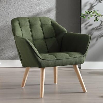 Ya-Home Fauteuil de Salon avec Pieds en Bois Chaise de Salon en Lin Moderne Fauteuil Rembourré pour Chambre, Vert - Publicité Ya-Home Fauteuil de Salon avec Pieds en Bois Chaise de Salon en Lin Moderne Fauteuil Rembourré pour Chambre, Vert - Publicité
