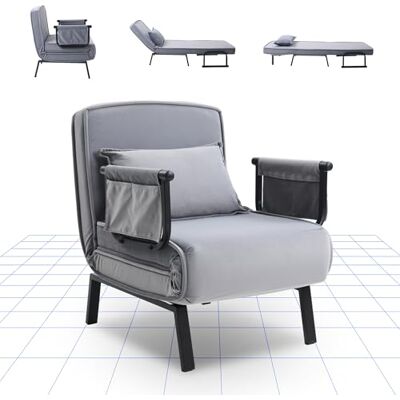 FLEXISPOT Fauteuil Relaxant, Lit Convertible Dossier, Fauteuil de Couchage Extensible avec Fonction Lit, Chaise Longue 3 en 1 (Gris, 76 * 65 * 51 CM) - Publicité FLEXISPOT Fauteuil Relaxant, Lit Convertible Dossier, Fauteuil de Couchage Extensible avec Fonction Lit, Chaise Longue 3 en 1 (Gris, 76 * 65 * 51 CM) - Publicité