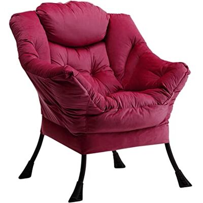 HollyHOME Fauteuil Salon Velours Fauteuil D'appoint Relax Chaise Fauteuils de Lecture Fauteuils Scandinave Chambre en Acier, Rouge - Publicité HollyHOME Fauteuil Salon Velours Fauteuil D'appoint Relax Chaise Fauteuils de Lecture Fauteuils Scandinave Chambre en Acier, Rouge - Publicité
